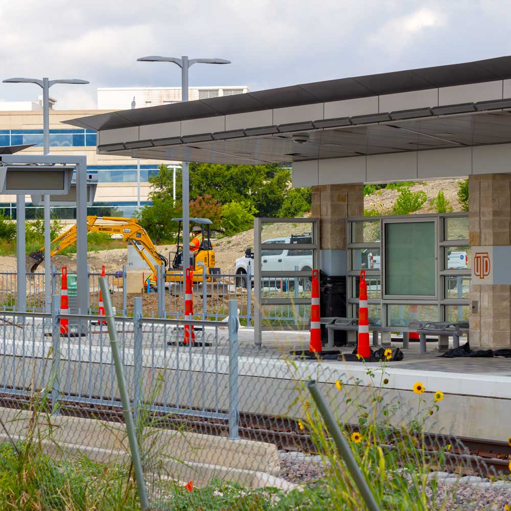 A train station under construction.