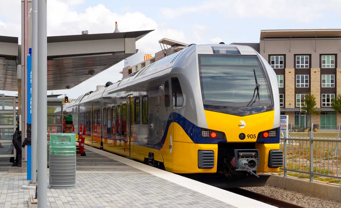 One of the DART trains that has been making test runs across the new Silver Line route.